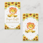 Lion Sunflower Baby shower Luier Raffle Ticket Informatiekaartje (Voorkant / Achterkant)