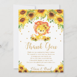Lion Sunflower Baby shower Verjaardag Bedankkaart