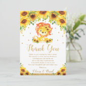 Lion Sunflower Baby shower Verjaardag Bedankkaart (Staand voorkant)