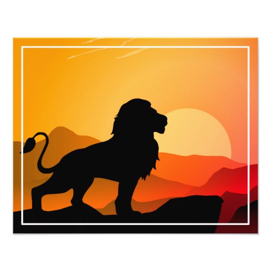 Lion Sunset Silhouette Illustratie-34654 Foto Afdruk (Voorkant)