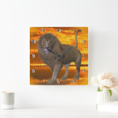 Lion Sunset Vierkante Klok (Huis)