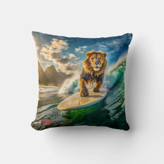 Lion Surfing Design van Rich AMeN Gill Kussen