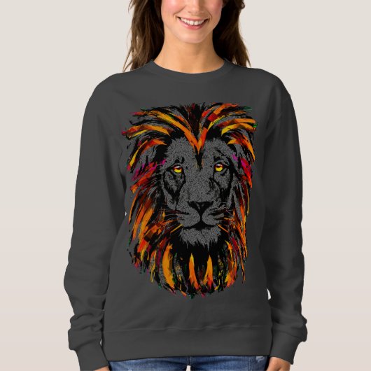 Lion Sweatshirt - Oranje donkere ion Illustratie (Voorkant)