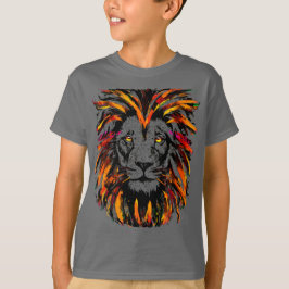 Lion T-Shirt - Oranje donkere ionenillustratie
