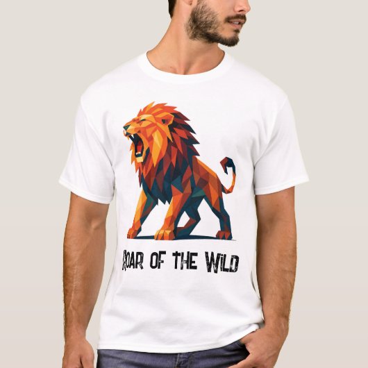 Lion T-Shirt with title : Roar of the Wild (Voorkant)
