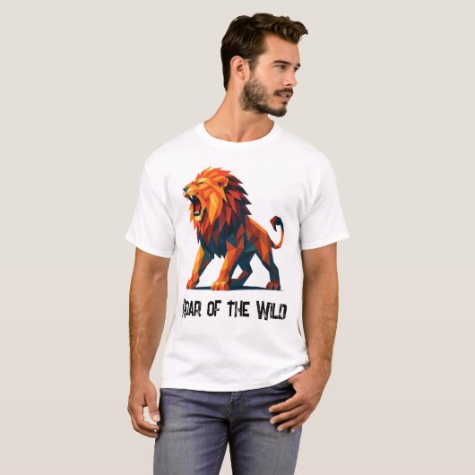 Lion T-Shirt with title : Roar of the Wild (Voorkant volledig)