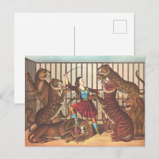 Lion Tamer  Circus Briefkaart (Voorkant / Achterkant)