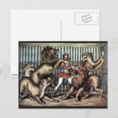 Lion Tamer in kooi met Lions Circus Poster Briefkaart (Voorkant / Achterkant)