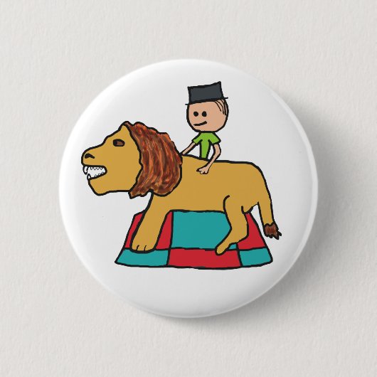 Lion Taming Ronde Button 5,7 Cm (Voorkant)