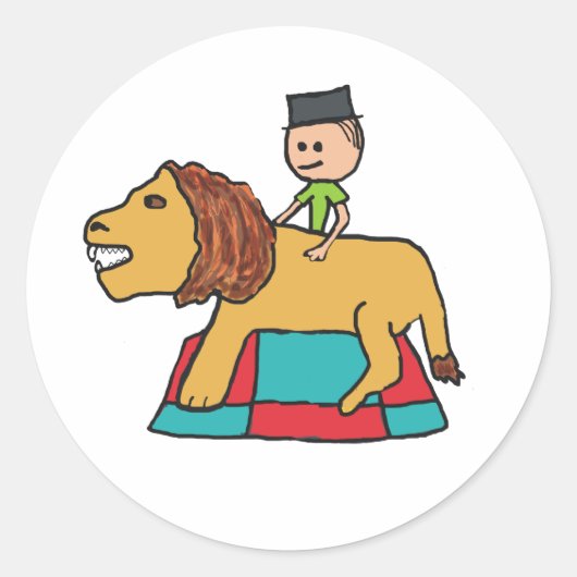 Lion Taming Ronde Sticker (Voorkant)