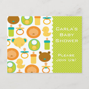 Lion & Teddy Bear Baby shower Uitnodiging Briefkaa Briefkaart