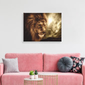 Lion tegen stormachtige hemel canvas afdruk (Insitu (Woonkamer))