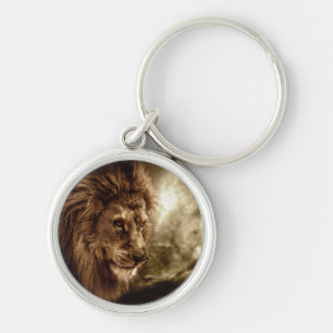 Lion tegen stormachtige hemel sleutelhanger