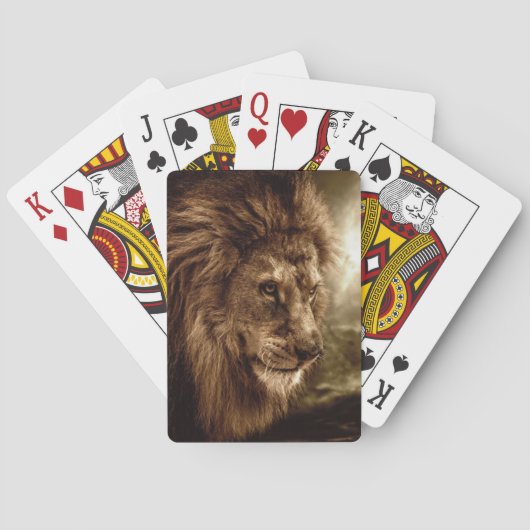 Lion tegen stormachtige hemel speelkaarten (Achterkant)