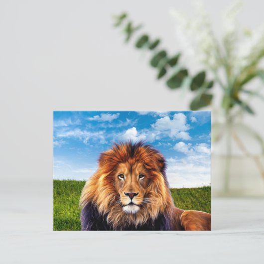 Lion The King of Forest Feestdagenkaart (Staand voorkant)