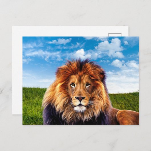 Lion The King of Forest Feestdagenkaart (Voorkant / Achterkant)