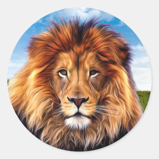 Lion The King of Forest Ronde Sticker (Voorkant)