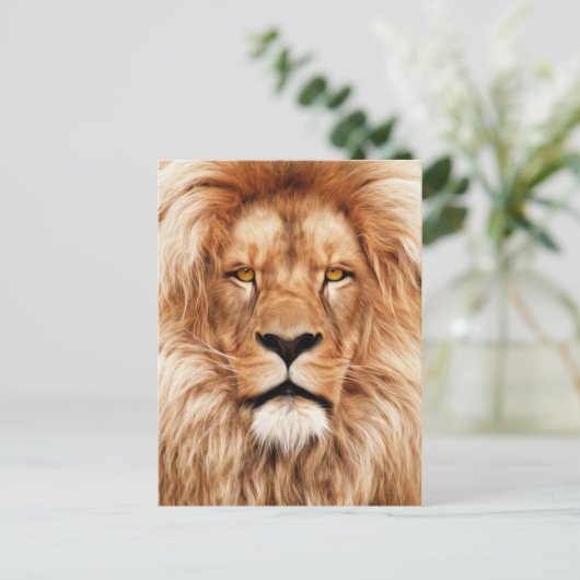 Lion The King Photo Painting Briefkaart (Staand voorkant)