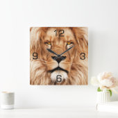 Lion The King Photo Painting Vierkante Klok (Huis)