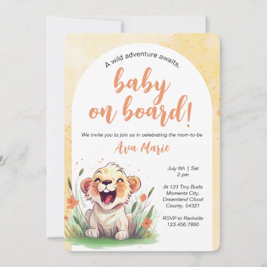 Lion Theme Baby shower Invitation Kaart (Voorkant)