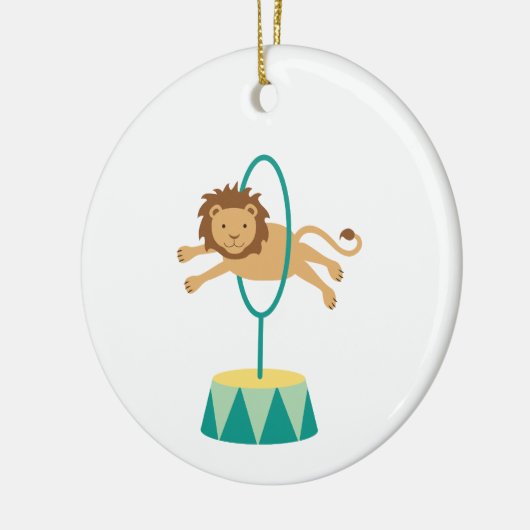 Lion Through Hoop Keramisch Ornament (Links)