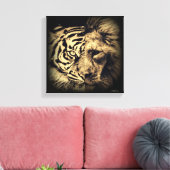 Lion Tiger 2in1 Canvas afdrukken (Insitu (Woonkamer))