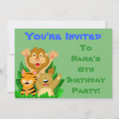 Lion Tiger Beer kinderen Birthday Party Invitation Kaart (Voorkant)