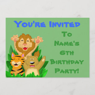 Lion Tiger Beer kinderen Birthday Party Invitation Kaart