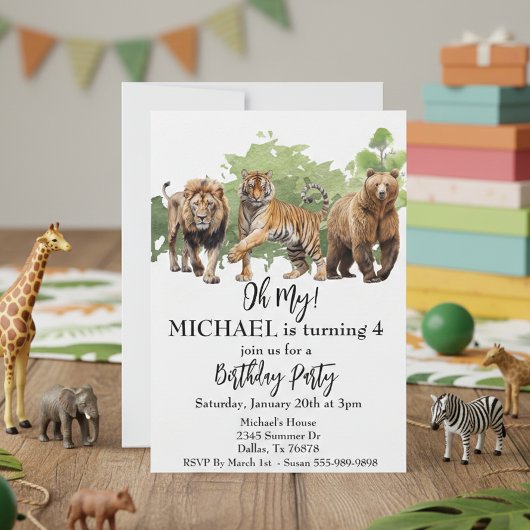 Lion Tiger Beer Oh Mijn Oerwoud Thema Waterverf Kaart