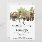 Lion Tiger Beer Oh Mijn Oerwoud Thema Waterverf Kaart (Voorkant)