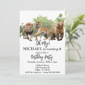 Lion Tiger Beer Oh Mijn Oerwoud Thema Waterverf Kaart (Staand voorkant)