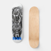 Lion Tiger Cat Crow Girl Silhouette Skateboard (Voorkant)