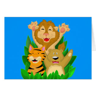 Lion Tiger en Beer Cartoon Card