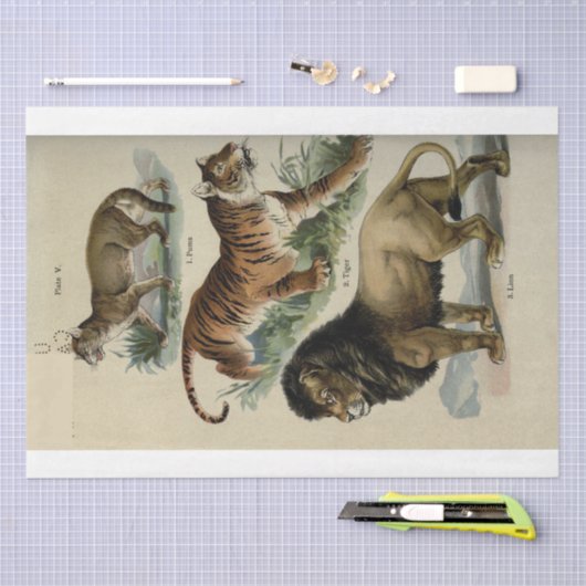 Lion Tiger Puma Ephemera Decoupage Tissuepapier (Craft)