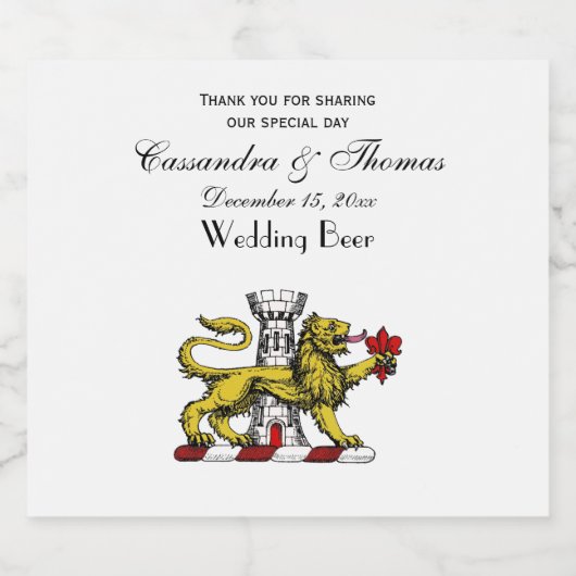 Lion Tower Fleur de Lis Crest Emblem C Bier Etiket (Enkel label)