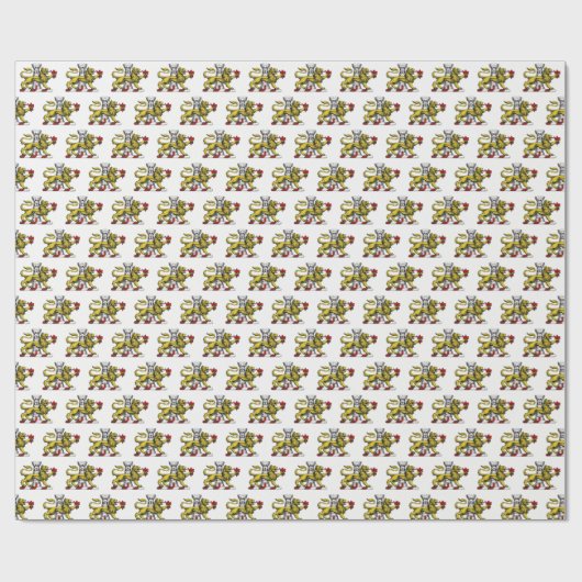 Lion Tower Fleur de Lis Crest Emblem C Cadeaupapier (Vlak)