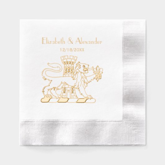 Lion Tower Fleur de Lis Crest Emblem C Folie Servetten (Voorkant)