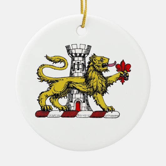 Lion Tower Fleur de Lis Crest Emblem C Keramisch Ornament (Voorkant)