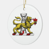 Lion Tower Fleur de Lis Crest Emblem C Keramisch Ornament (Links)