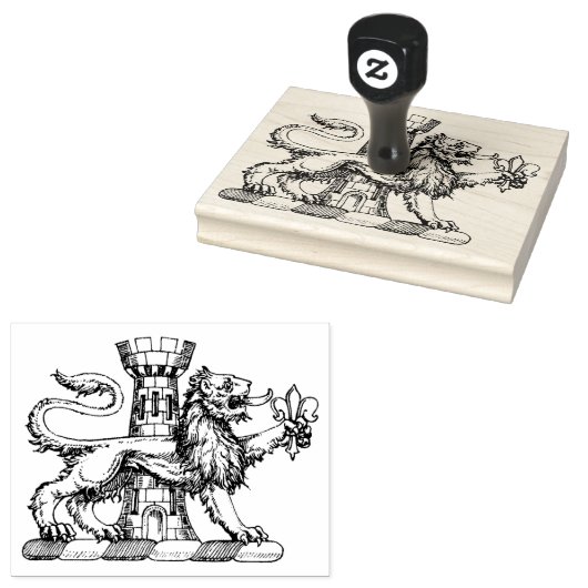 Lion Tower Fleur de Lis Crest Emblem C Rubberstempel (Gestempeld)