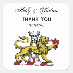 Lion Tower Fleur de Lis Crest Emblem C Vierkante Sticker