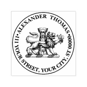Lion Tower Fleur de Lis Crest Emblem C Zelfinktende Stempel