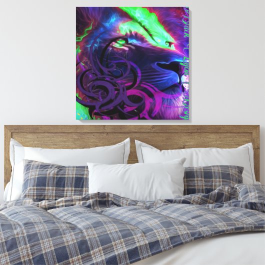 Lion tribal 333 fhxx lyonart oil bv canvas afdruk (Insitu (Slaapkamer))