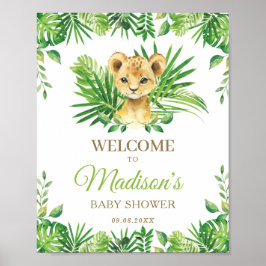 Lion Tropical Greenery Baby shower Welcome Sign Poster