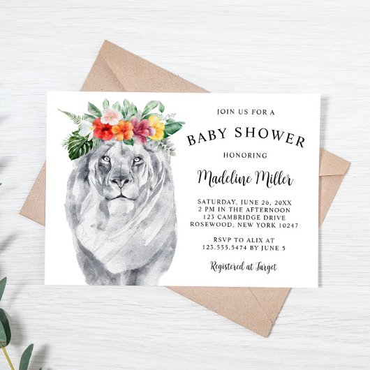 Lion Tropical Safari Baby shower Kaart