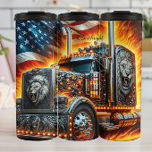 Lion Truck Amerikaanse vlag vuur Thermosbeker
