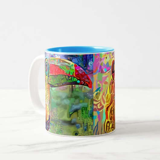 Lion Tweekleurige Koffiemok (Voorkant links)