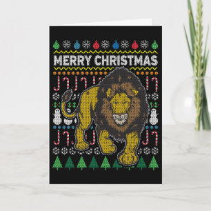 Lion Ugly KerstSweater Wildlife Series Feestdagen Kaart
