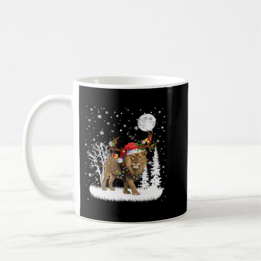Lion under Moonlight Snow kerstpajama 317 Koffiemok (Links)
