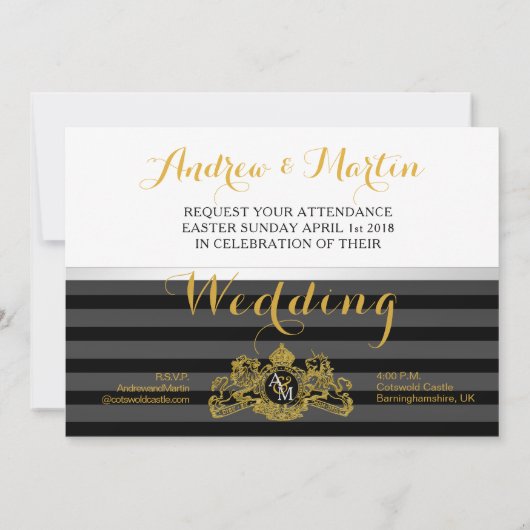 Lion Unicorn British  Monogram Kaart (Achterkant)